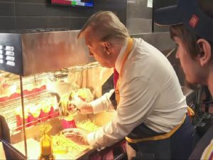 Trump attempts to troll Harris by serving french fries at a Pennsylvania McDonald's